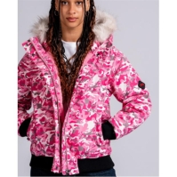 49Winters Angel Bomber pentru femei roz camuflaj