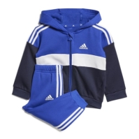 Trening fleece adidas Tiberio 3-Stripes Colorblock pentru Bebelusi albastru gri