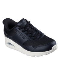 Adidasi sport Skechers Duraleather & plasa Slip-Ins Fashion Low-Top pentru femei negru alb