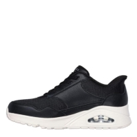 Adidasi sport Skechers Duraleather & plasa Slip-Ins Fashion Low-Top pentru femei negru alb