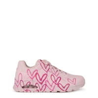 Adidasi sport Skechers Goldcrown Graffiti Heart Design Lac Low-Top pentru femei deschis roz