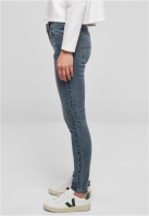 Blugi Mid Waist Skinny pentru Femei washed Urban Classics albastru