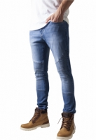 Blugi Slim Fit Biker albastru washed Urban Classics