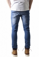 Blugi Slim Fit Biker albastru washed Urban Classics