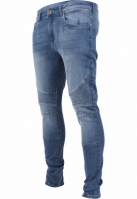 Blugi Slim Fit Biker albastru washed Urban Classics