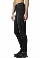 Blugi urban cu talie inalta Skinny pentru Femei negru washed Urban Classics