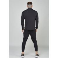 Bluza cu maneca lunga SikSilk Camo Sports Muscle Fit Quarter cu fermoar pentru Barbati negru