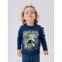 Bluza cu maneca lunga Name It Jurassic World inchis denim