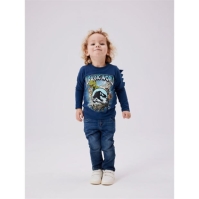 Bluza cu maneca lunga Name It Jurassic World inchis denim