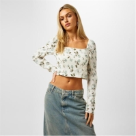 Bluza Jack Wills LS Fitted pentru femei crem floral