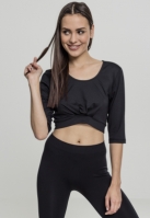 Bluza scurta Active cu maneci trei sferturi pentru Femei negru Urban Classics