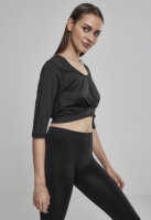 Bluza scurta Active cu maneci trei sferturi pentru Femei negru Urban Classics