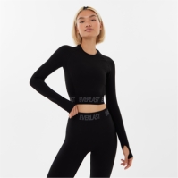 Bluza scurta Everlast Seamless cu Maneca Lunga pentru femei jet negru