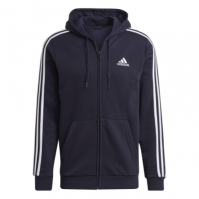 Bluze Hanorac adidas 3-Stripes Full-cu fermoar pentru Barbati bleumarin alb