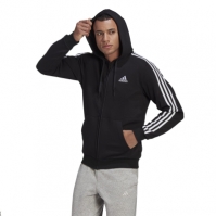 Bluze Hanorac adidas 3-Stripes Full-cu fermoar pentru Barbati negru alb