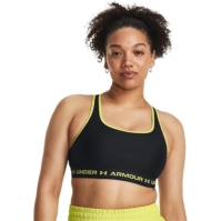 Bustiera in X Under ARMOUR Medium Support pentru femei negru galben