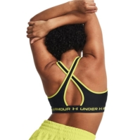 Bustiera in X Under ARMOUR Medium Support pentru femei negru galben