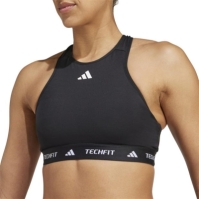 Bustiera sport adidas TECHFIT Medium Support cu guler inalt pentru femei negru