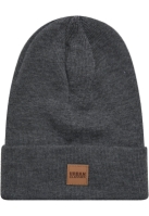 Caciuli beanie cu accesoriu piele gri carbune Urban Classics