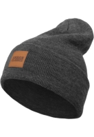 Caciuli beanie cu accesoriu piele gri carbune Urban Classics