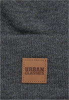 Caciuli beanie cu accesoriu piele gri carbune Urban Classics