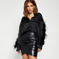 Camasi sport I Saw It First Satin Feather Sleeve negru