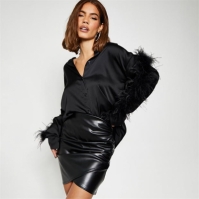 Camasi sport I Saw It First Satin Feather Sleeve negru