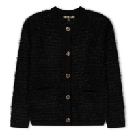 Cardigan Biba Biba Fluffy pentru fetite negru shimmer