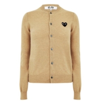 Cardigan COMME DES GARCONS PLAY Heart-Patch tricot deschis maro