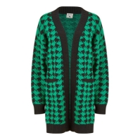 Cardigan lung Yumi Yumi verde Dogtooth