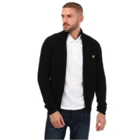 Cardigan Lyle and Scott tricot Rib cu fermoar Through negru