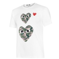 COMME DES GARCONS PLAY Camo Double Heart T- Shirt alb