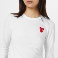 COMME DES GARCONS PLAY Comme Double Hrt Tee femei alb