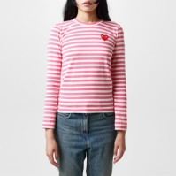 COMME DES GARCONS PLAY cu dungi Heart Top roz alb