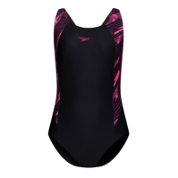 Costum de Inot Speedo Hyperboom Splice Muscleback pentru fetite negru roz