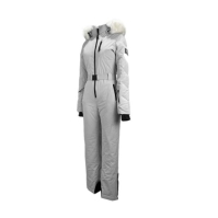 Costum Ski Jack Wills cu gluga pentru femei deschis gri