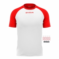 Echipament fotbal SHIRT CAPO INTERLOCK Givova alb rosu