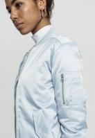 Geaca bomber aspect satin femei albastru deschis Urban Classics