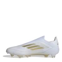 Ghete de fotbal adidas F50 Elite Laceless Firm Ground alb auriu