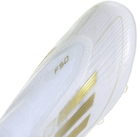 Ghete de fotbal adidas F50 Elite Laceless Firm Ground alb auriu