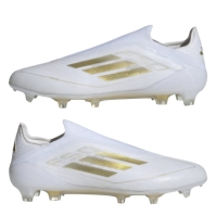 Ghete de fotbal adidas F50 Elite Laceless Firm Ground alb auriu