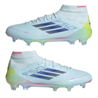 Ghete de fotbal adidas F50 Elite Mid-Cut Firm Ground pentru femei albastru galben