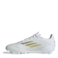 Ghete de fotbal adidas F50 League Firm Ground alb auriu