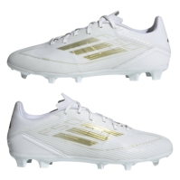 Ghete de fotbal adidas F50 League Firm Ground alb auriu