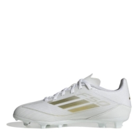 Ghete de fotbal adidas F50 League Firm Ground pentru copii alb auriu