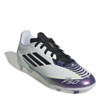 Ghete de fotbal adidas F50 League Firm Ground pentru copii alb mov