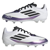 Ghete de fotbal adidas F50 League Firm Ground pentru copii alb mov