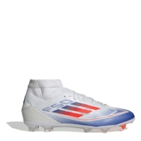 Ghete de fotbal adidas F50 League Mid-Cut Firm Ground alb rosu albastru