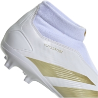 Ghete de fotbal adidas Predator 24 League Laceless Firm Ground alb auriu bge