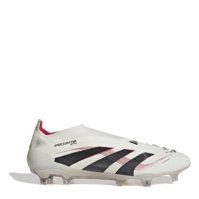 Ghete de fotbal adidas Predator Elite Laceless Firm Ground alb negru rosu